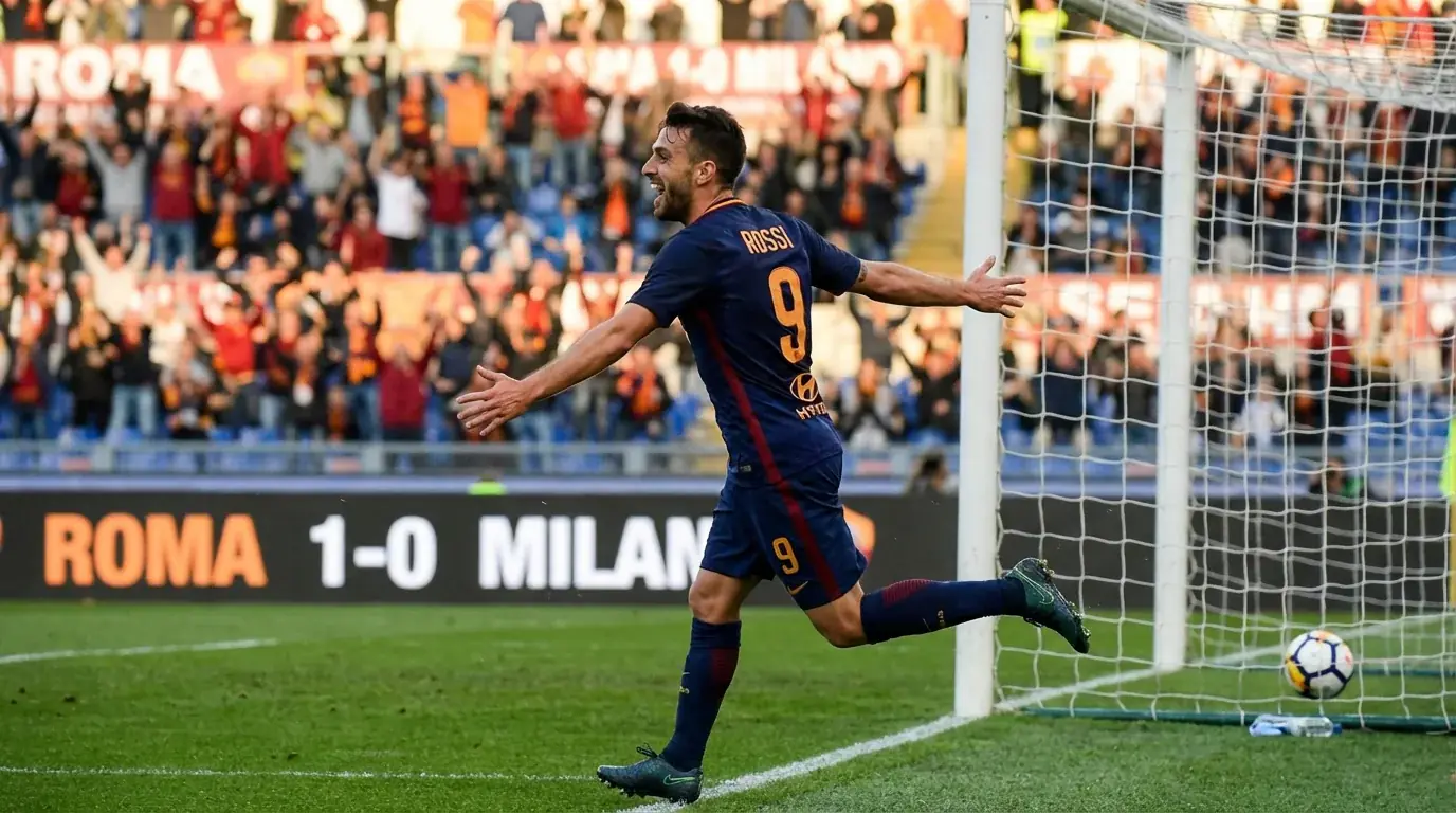 Attaccante che esulta dopo aver segnato un gol in Serie A