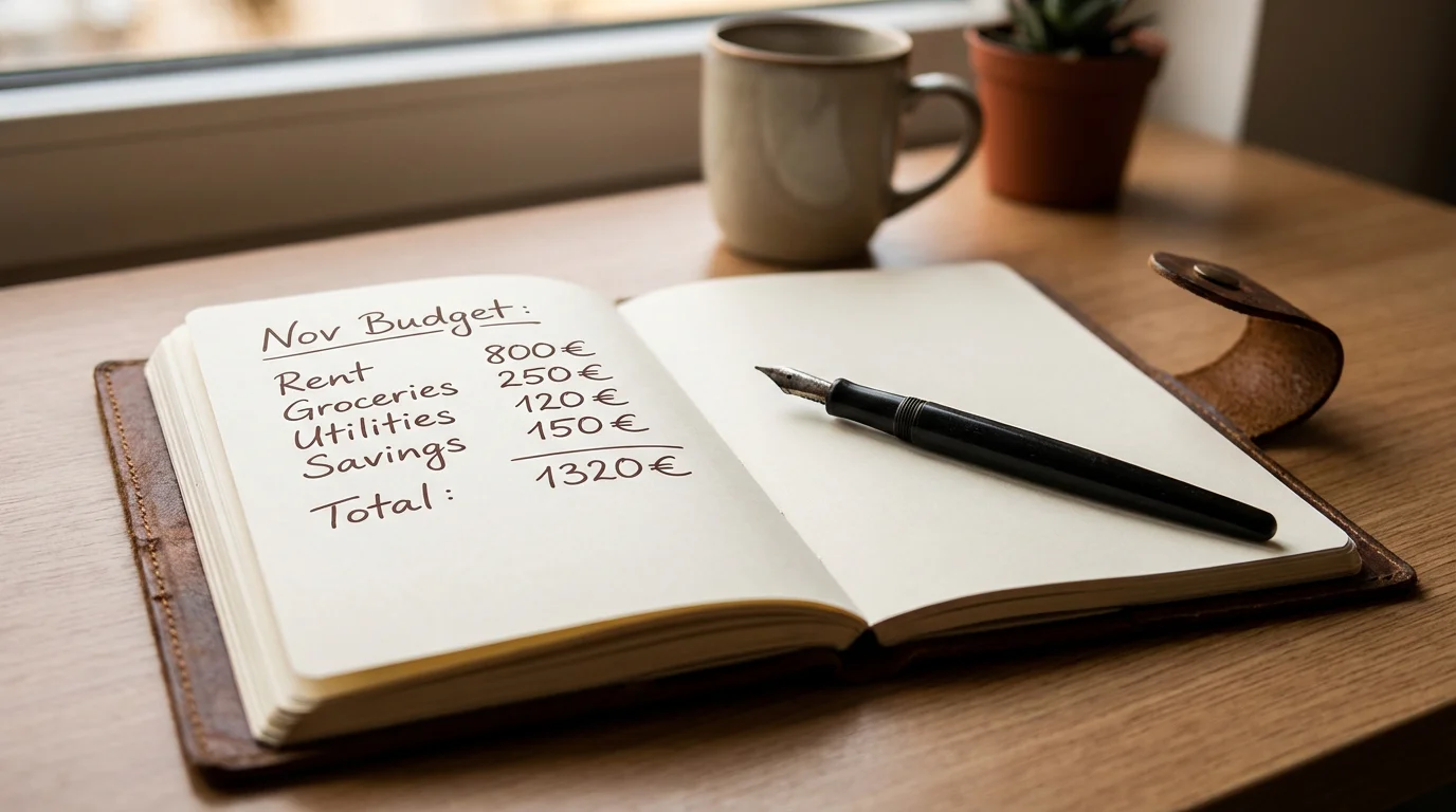 Blocco note con budget scritto a mano e simbolo euro