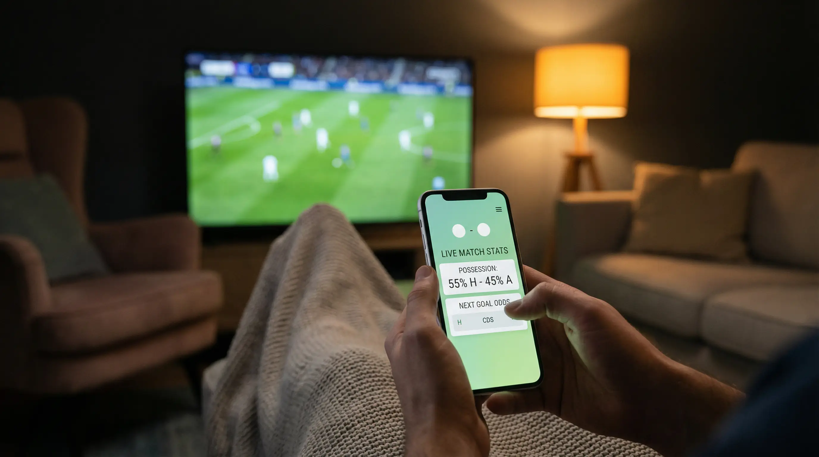 Smartphone con app scommesse durante partita