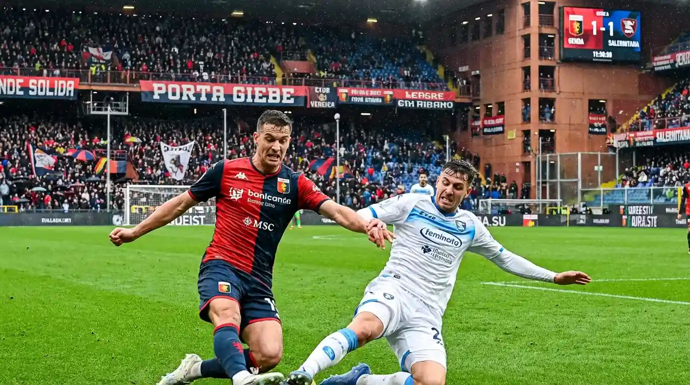 Calciatori italiani in campo durante una partita decisiva per la salvezza